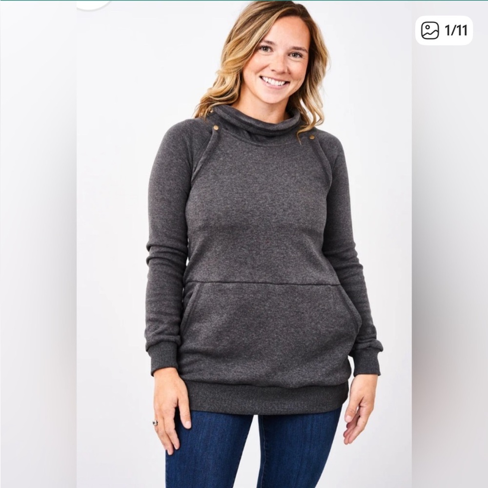 Latched Mama Harbor Snap Nursing Pullover - Medium / Dark Charcoal - Picture 2 of 8